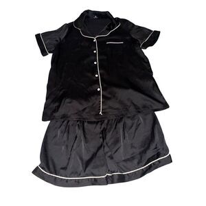 Lillusory Black Satin Pajama Set